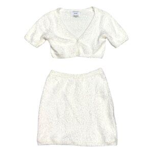 SABO Australia Designer Fuzzy Cute White Matching Set Skirt & Top Womens XS